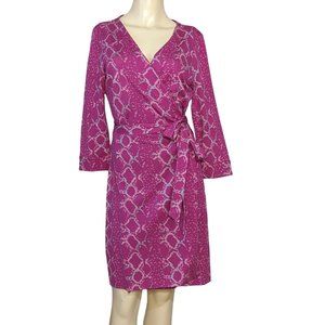 DIANE von FURSTENBERG hot pink snake print 3/4" sleeves New Julian Mini‎ dress 2
